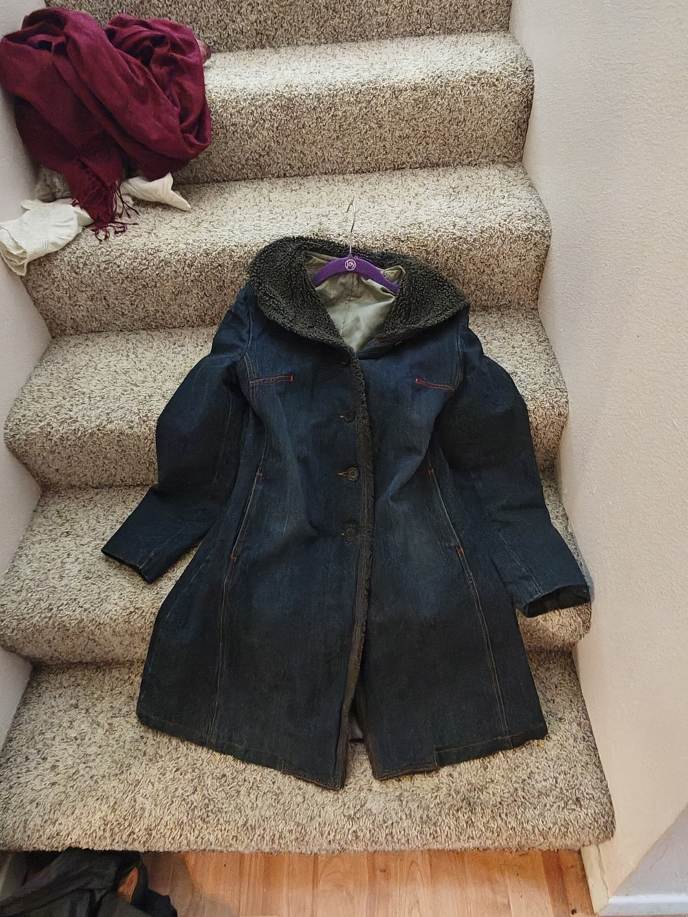 Vintage Denim Coat with Hood